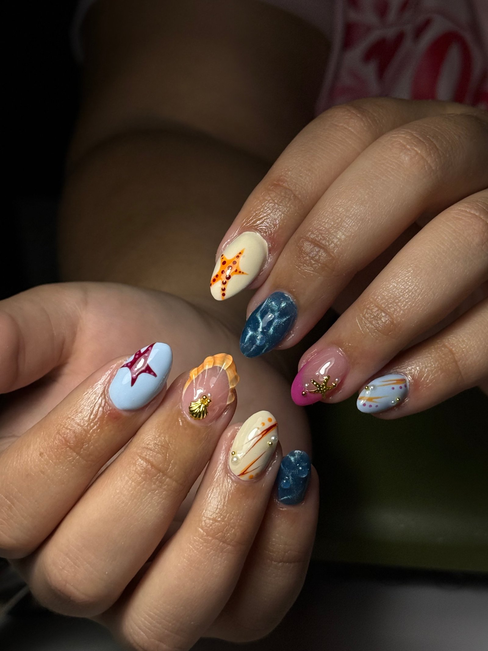 Colorful beach-inspired nail art by Purebeyoutybar